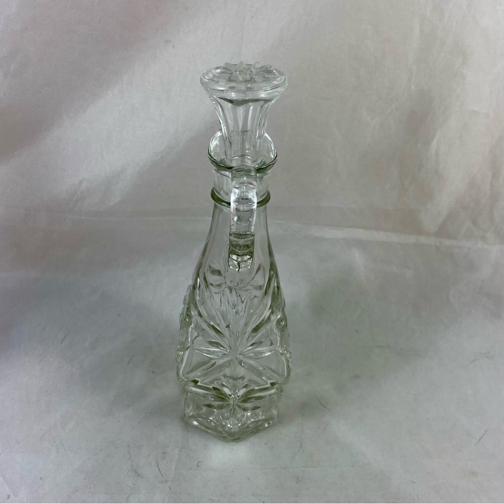 Anchor Hocking Vtg Star of David Glass Oil Vinegar Cruet Set w/ Stopper 7.5” T - Picture 5 of 13